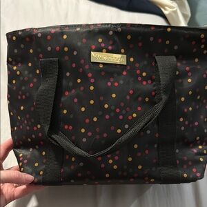 Isaac Mizrahi Black Polka Dot Women's Lunch Bag